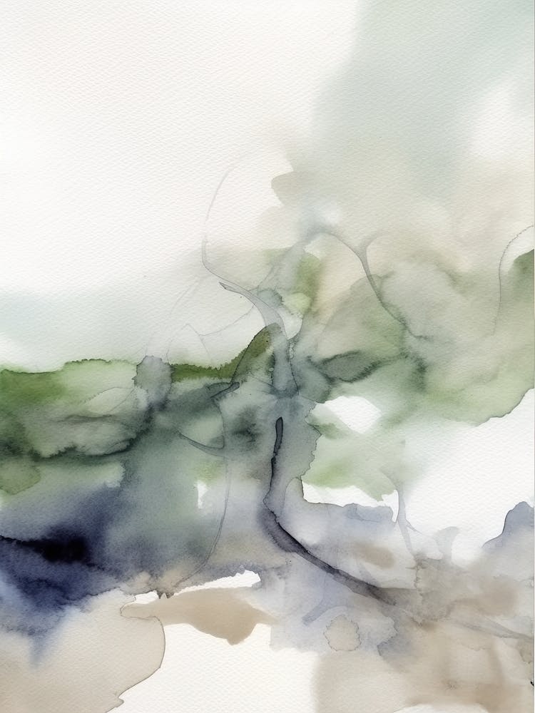 Watercolour Abstract Plae Green 4