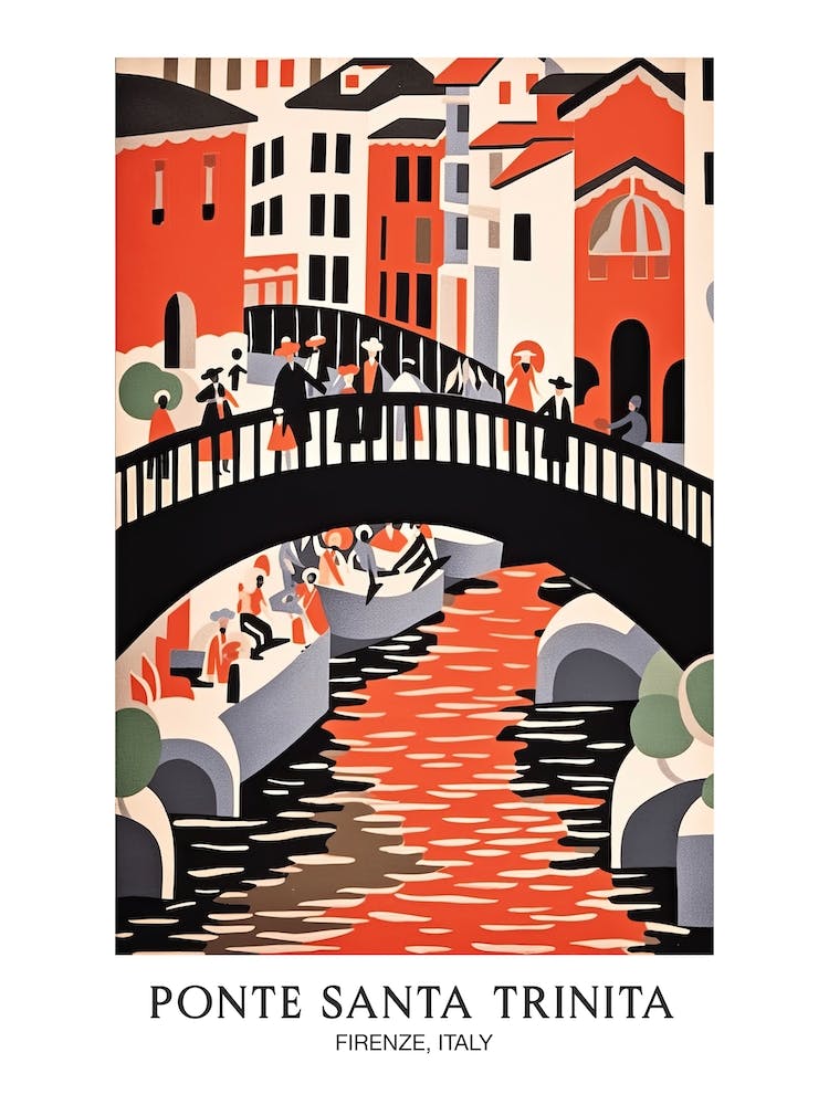 Ponte Santa Trinita, Florence Italy Colourful 1 Travel Poster