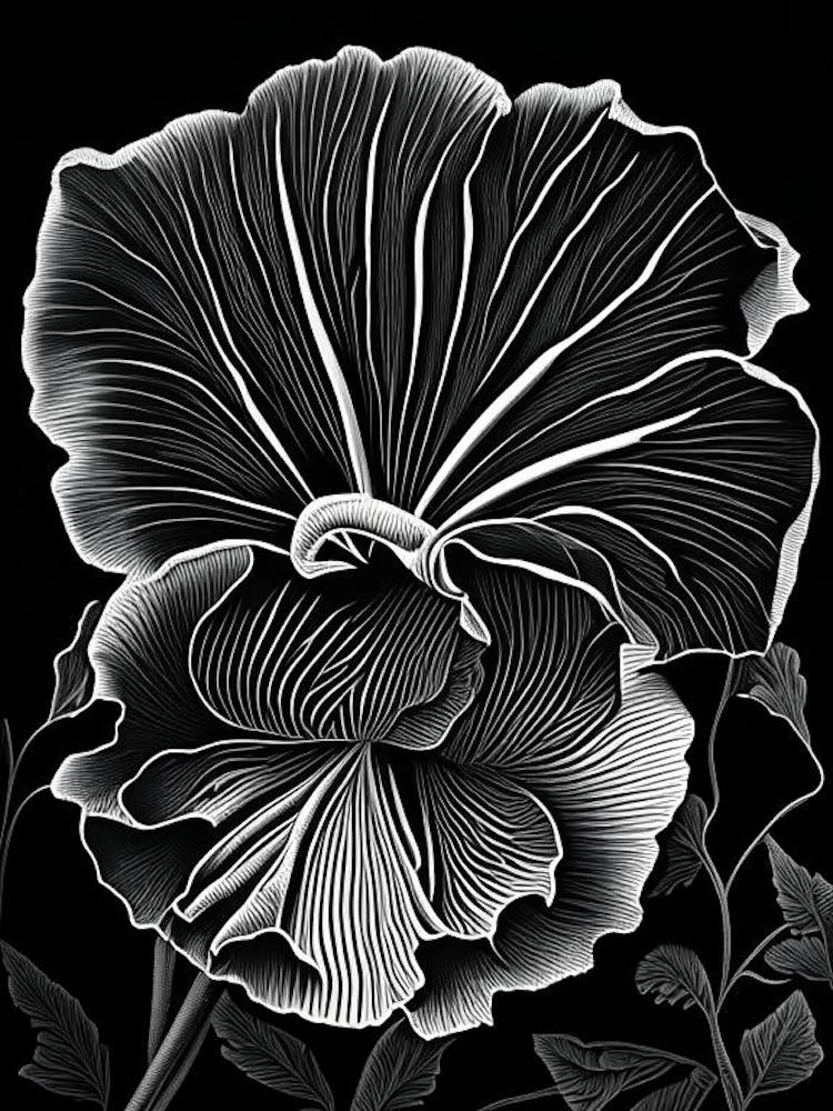 Pansy Leaf Linocut 3