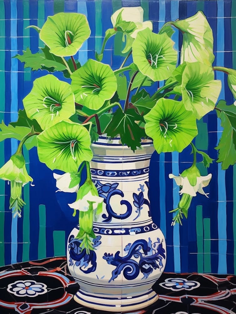 Flowers In A Vase Still Life Painting Canterbury Bells 4