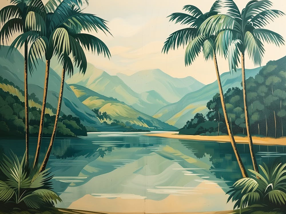 Palm Trees By The Lake