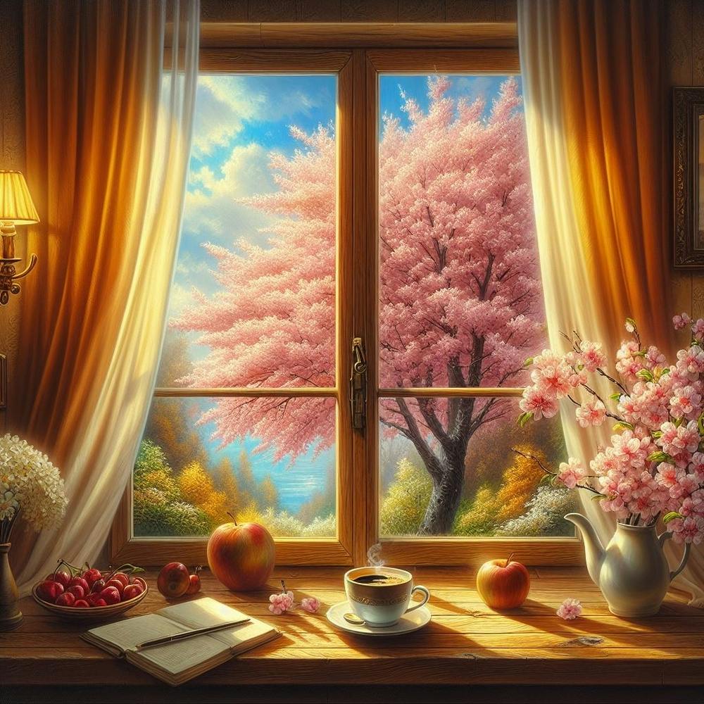 Cherry Blossoms By The Window
