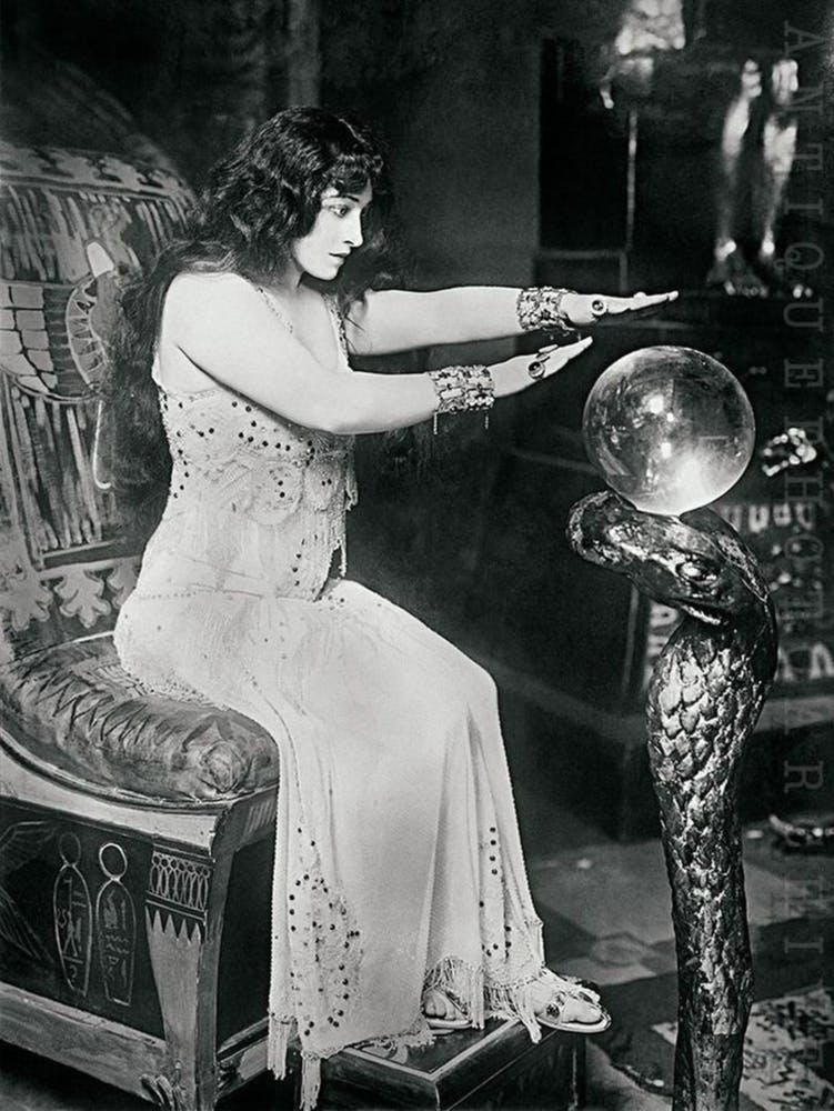 Crystal Ball Lady with Egyptian Throne and Snake - Pauline Frederick as Potiphar's wife From the Play Joseph and His Brethren. 1930s Vintage Art Deco Remastered Photograph Gypsy Fortune Teller Psychic Witch Tarot Moon Witchy