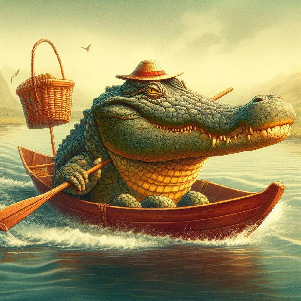 Alligator im Boot