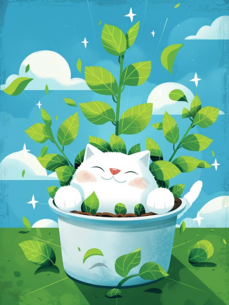 Cat In A Pot 1