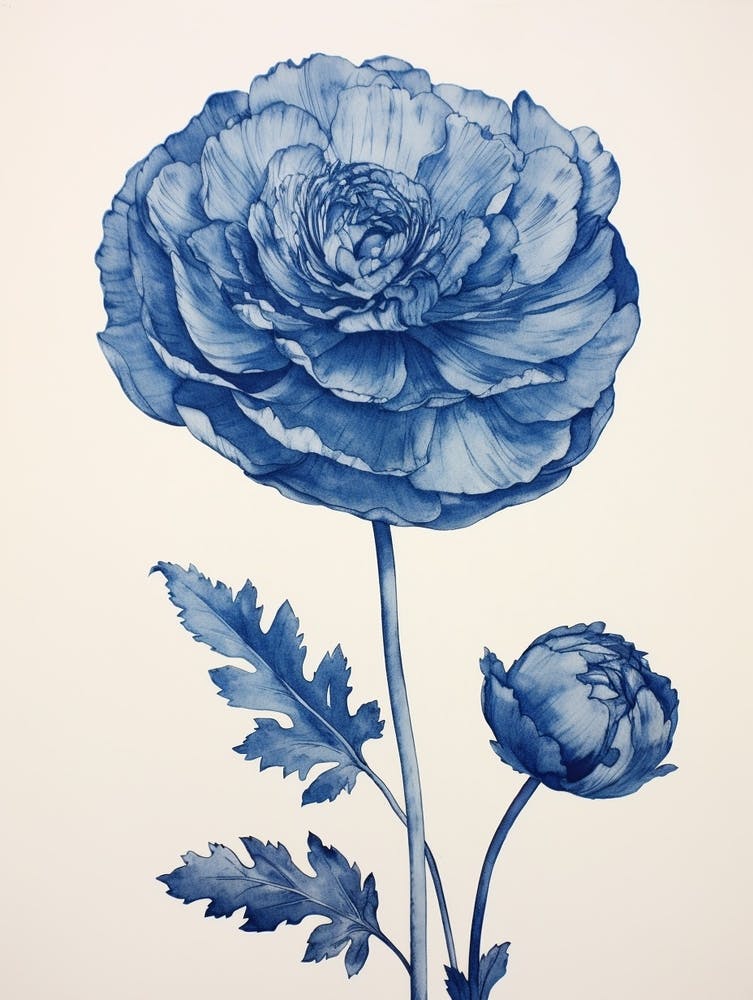 Blau Botanischer Ranunculus 3
