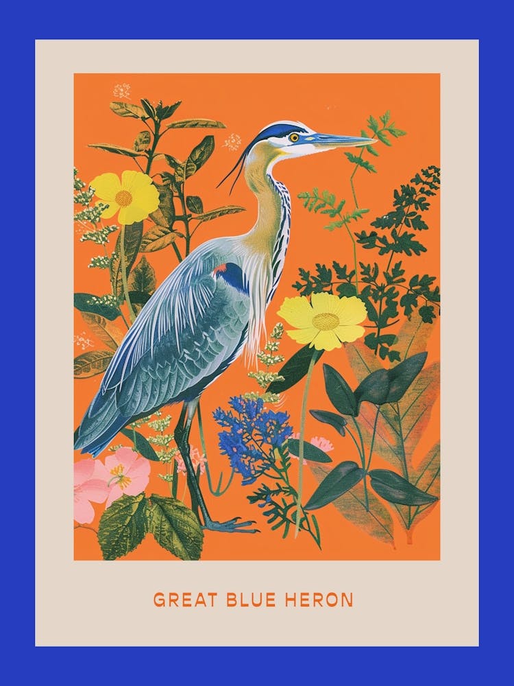 Spring Birds Poster Great Blue Heron 3