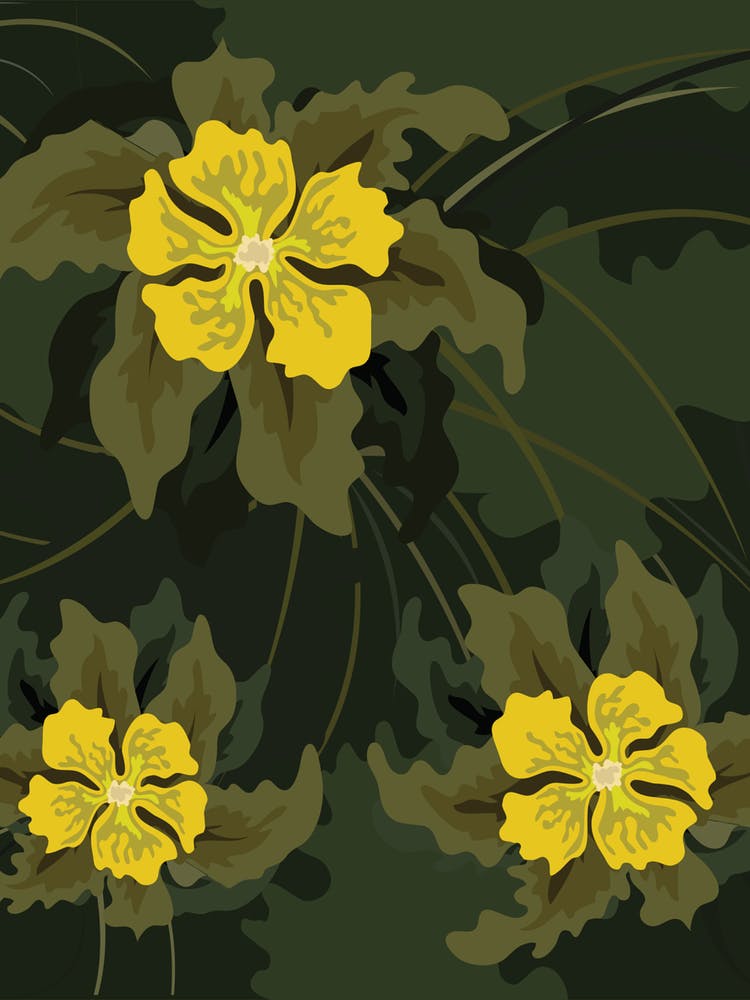 Yellow Flowers On A Green Background