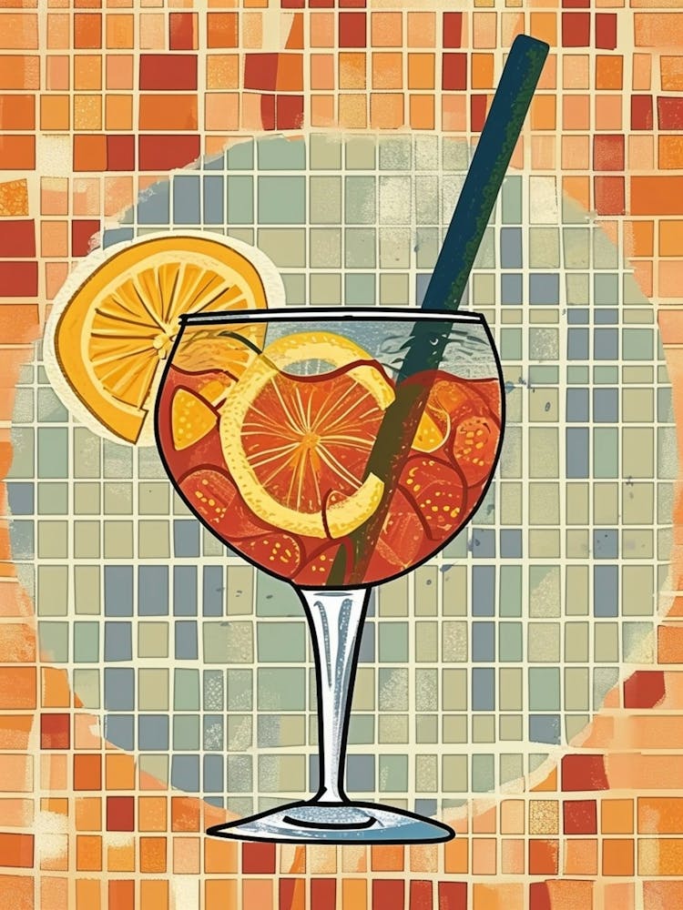 Cocktail On A Tile Background