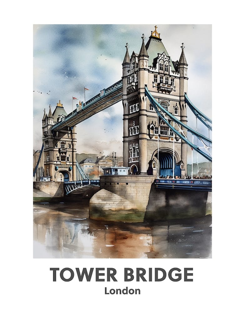 Tower Bridge, London 1 Watercolour Travel Poster