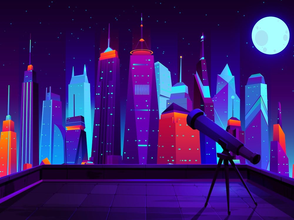 Synthwave Neon City: terrace, moon [synthwave/vaporwave/cyberpunk] — aesthetic poster, retrowave poster, neon poster