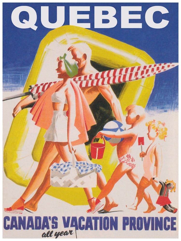 Quebec Canada Vintage Beach Poster