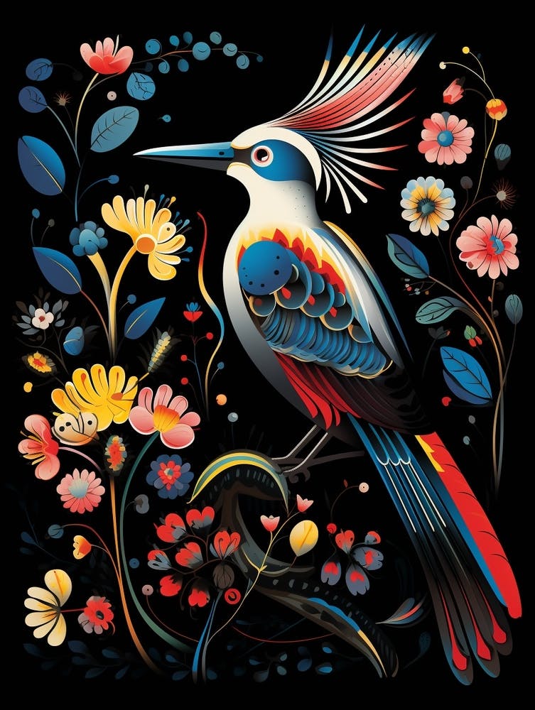Folk Bird Illustration Woodpecker 1