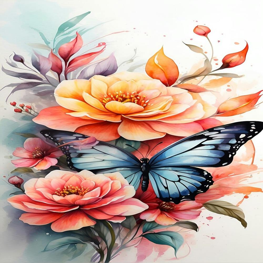 Butterfly And Flowers