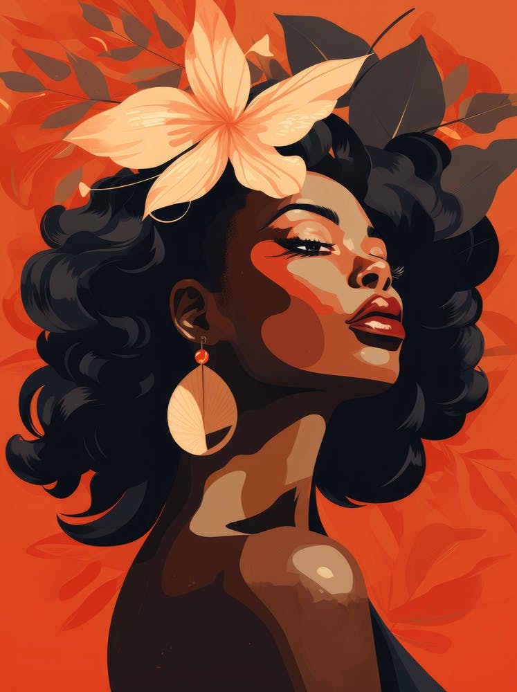 Black Woman With Flowers 3