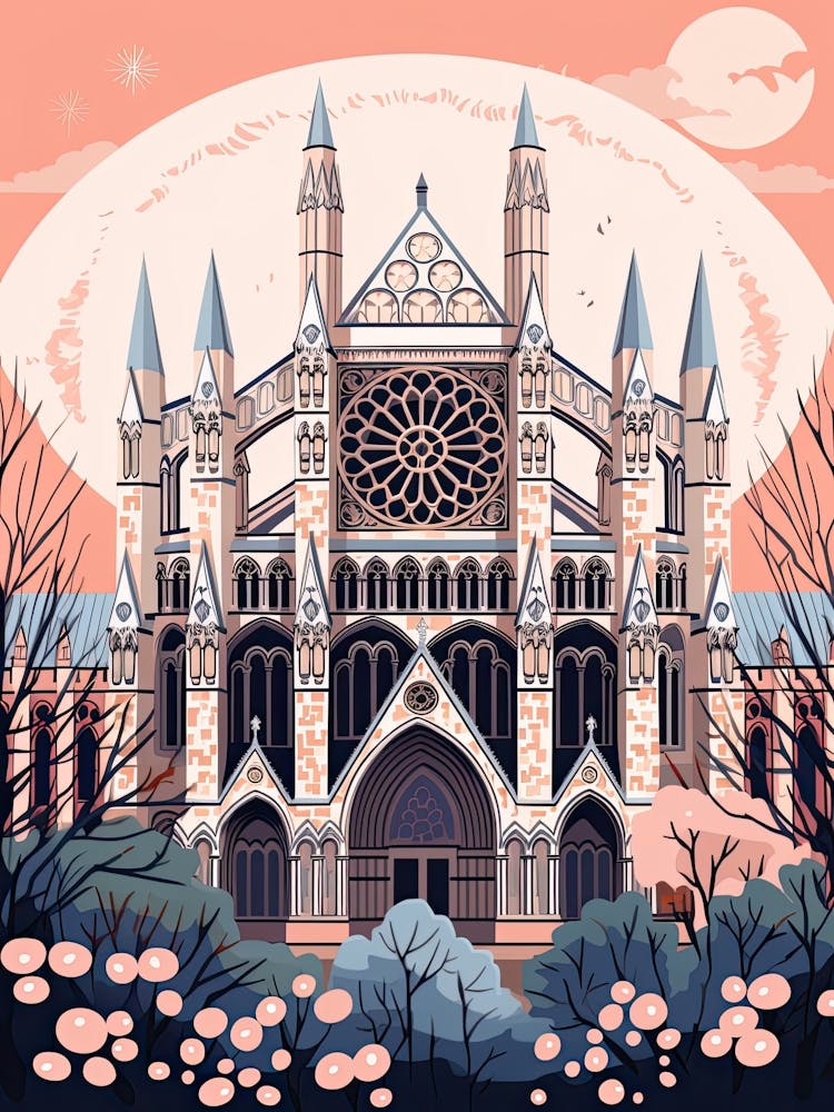 Westminster Abbey   London, England   Cute Botanical Illustration Travel 1