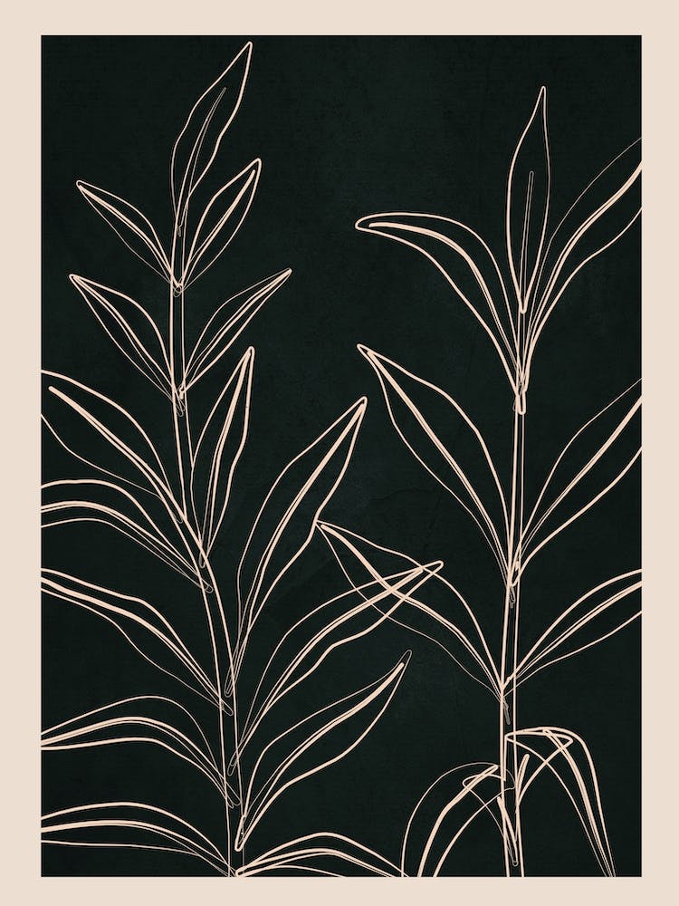 Minimalist Black & White Leaves 1