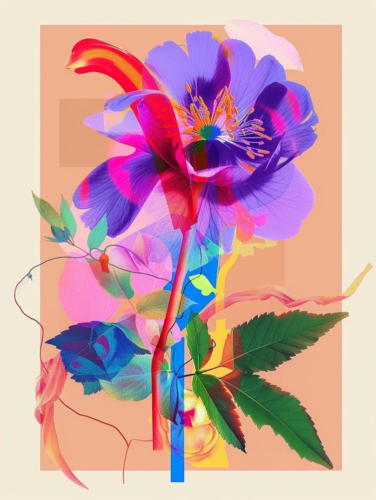 Everlasting Flower 4 Neon Flower Collage