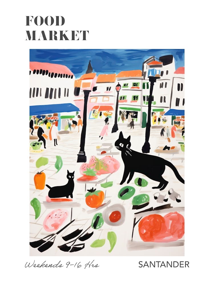 The Food Market In Santander 2 Illustration Poster