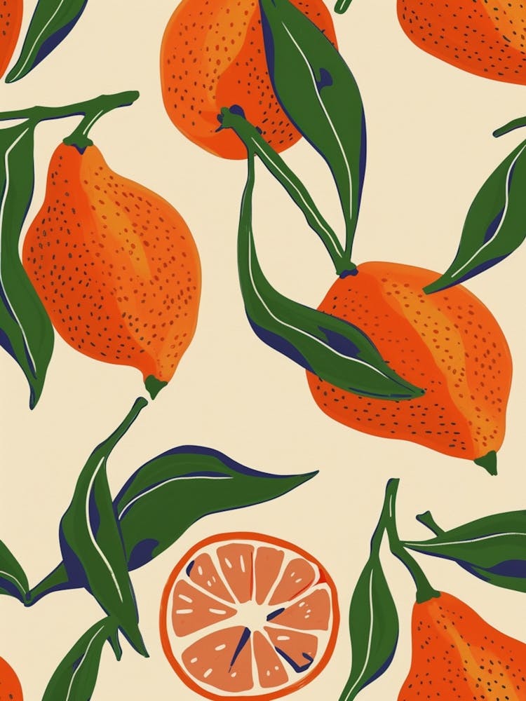 Citrus Fruit On A Branch Pattern 1