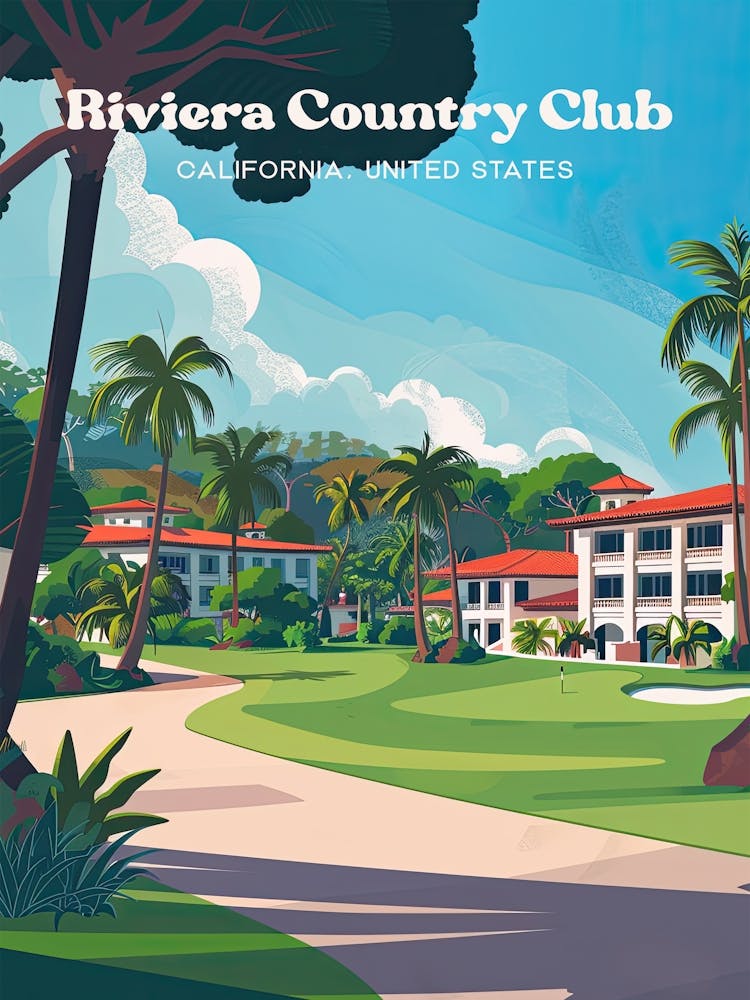 Riviera Country Club Los Angeles Art Illustration