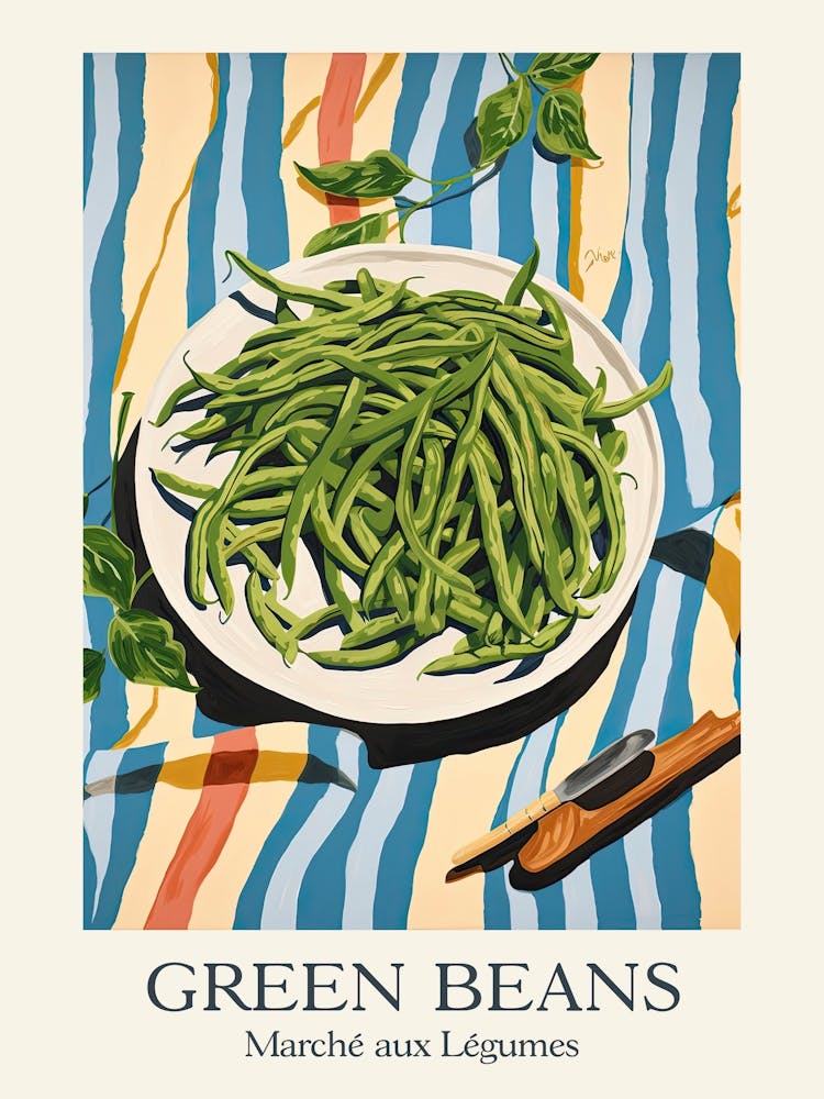 Marche Aux Legumes Green Beans Summer Illustration 2