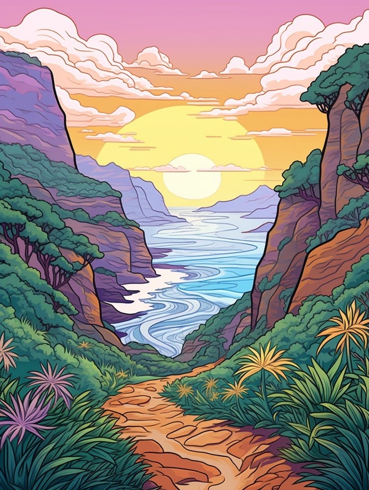 Kalalau Trail Hawaii 2 Hike Illustration