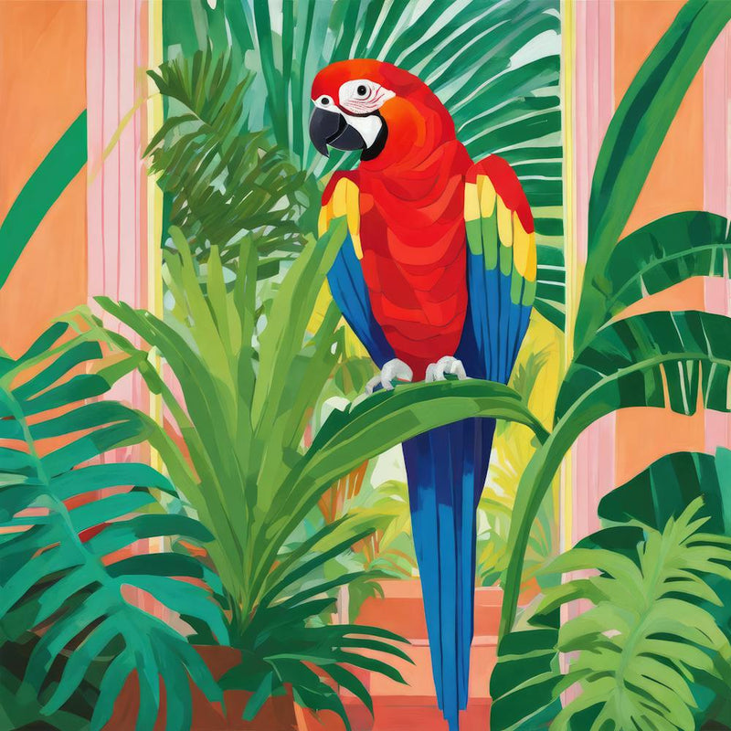 David Hockney Style: Parrot in Palm House Series 2