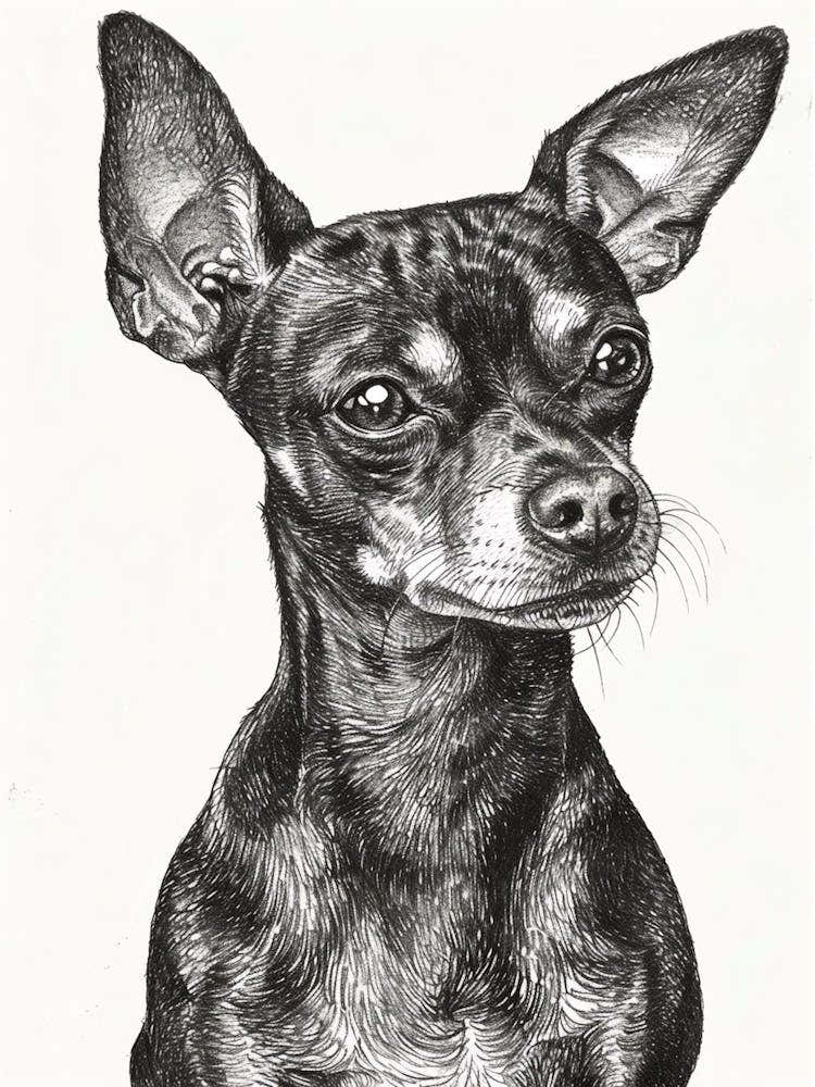 Miniature Pinscher Dog Line Sketch 3