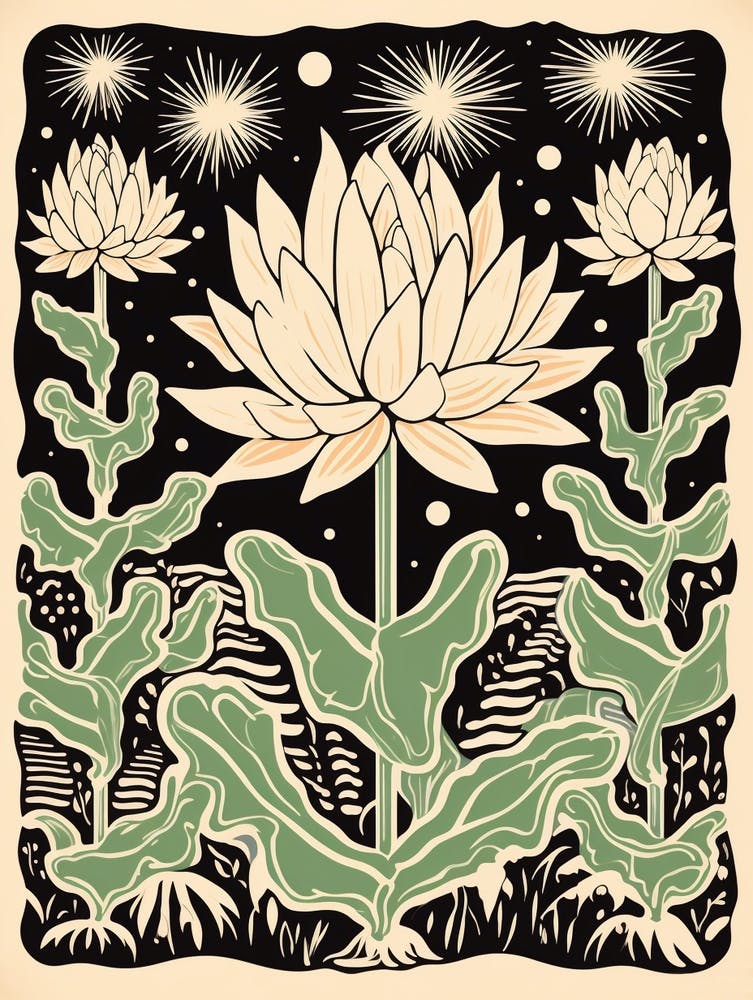 B&W Cactus Illustration Easter Cactus 2