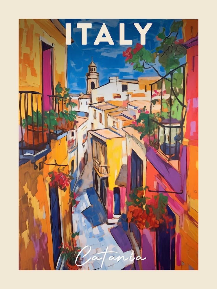 Catania Italy 2 Fauvist Painting  Travel Poster