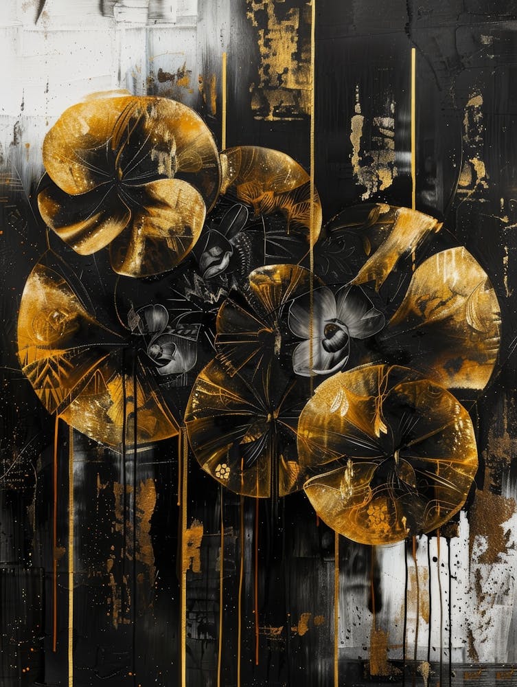 Gold And Black Abstract Painting 43