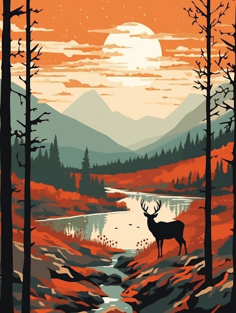 Kungsleden Sweden 2 Vintage Travel Illustration