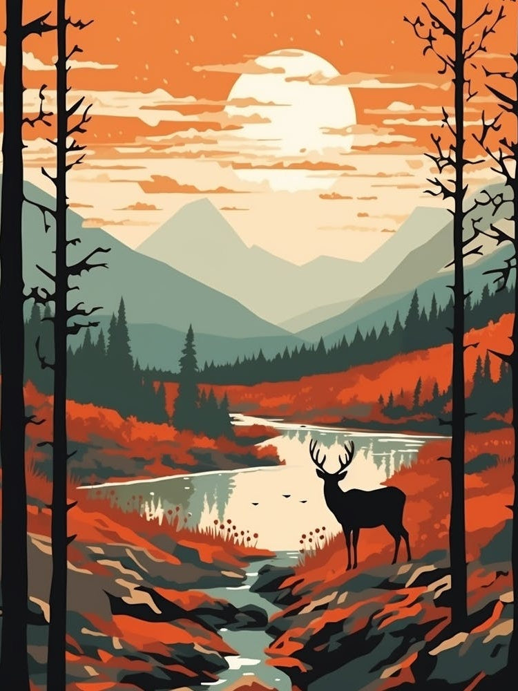 Kungsleden Sweden 2 Vintage Travel Illustration