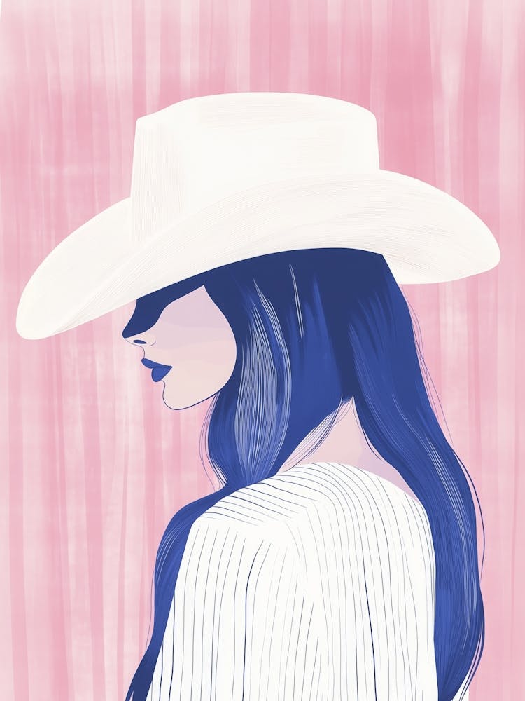 Cowgirl im weißen Hut