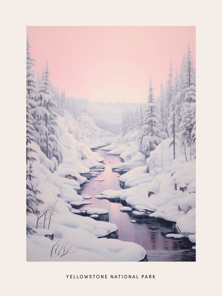 Dreamy Winter National Park Poster  Yellowstone National Park United States 4