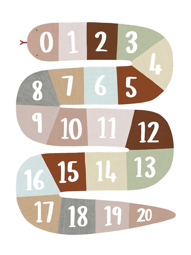 Number Snake In Brown Green