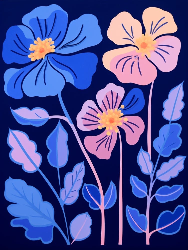 Blue Flower Illustration Portulaca 3
