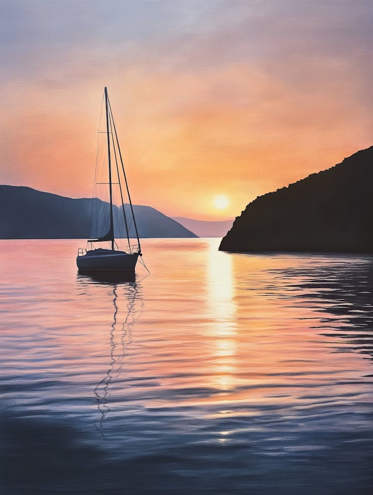 Sailboat At Sunset Canvas Print