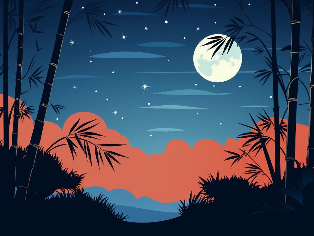 Bamboo Forest At Night