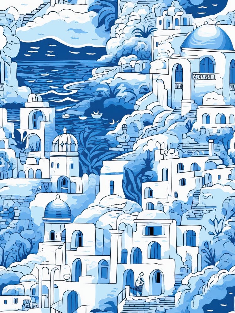Santorini, Greece, Inspired Travel Pattern 3