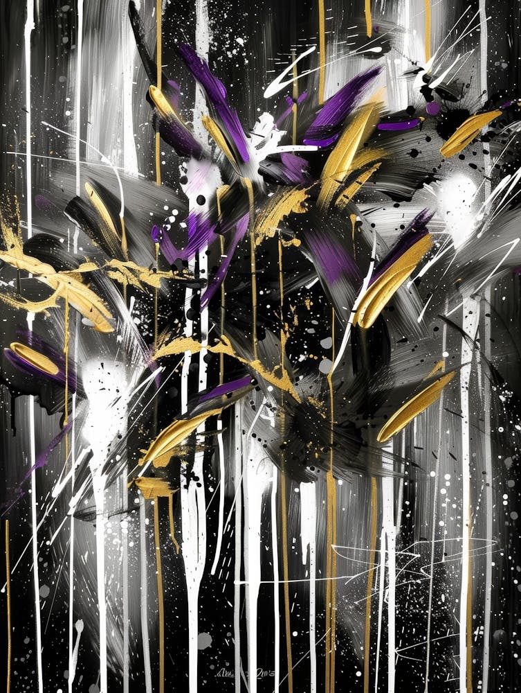 Purple And Gold Abstract Painting