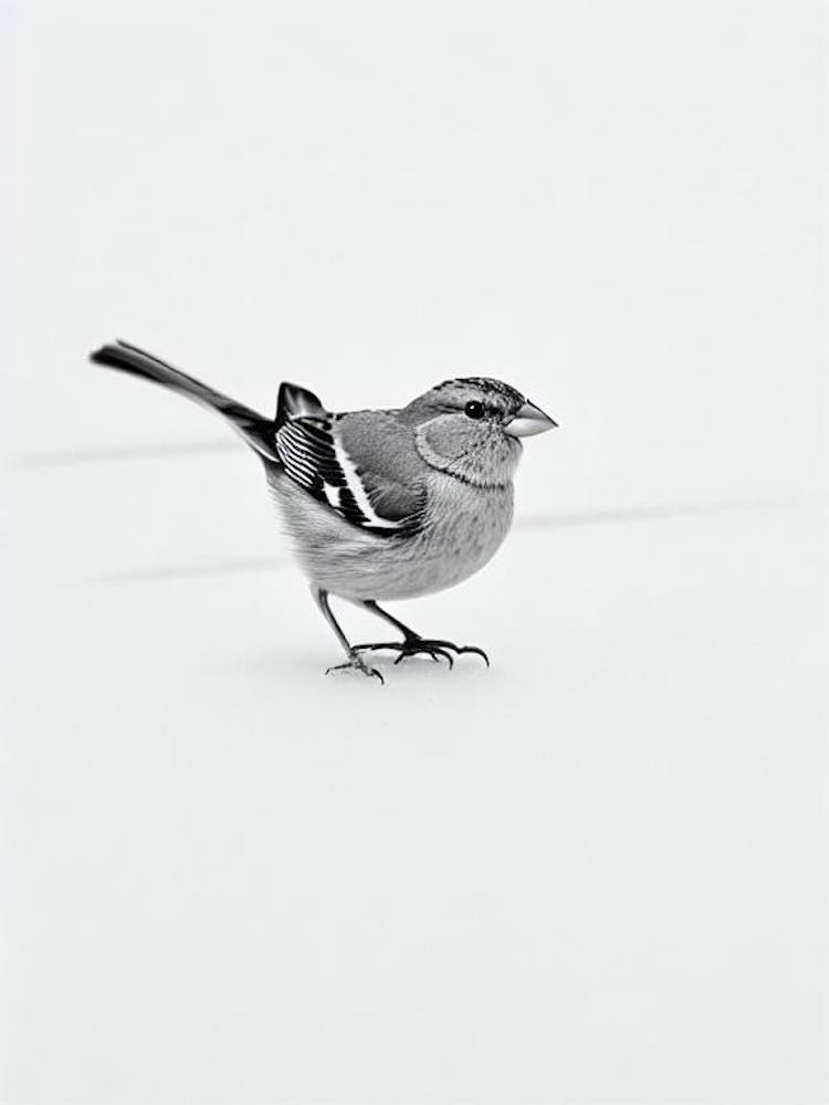Finch B&W Pencil Drawing 1 Bird
