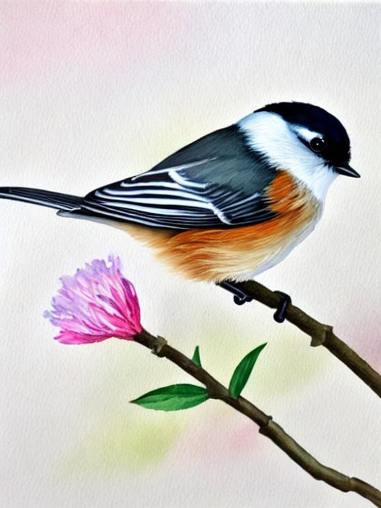 Carolina Chickadee 2 Watercolour Bird