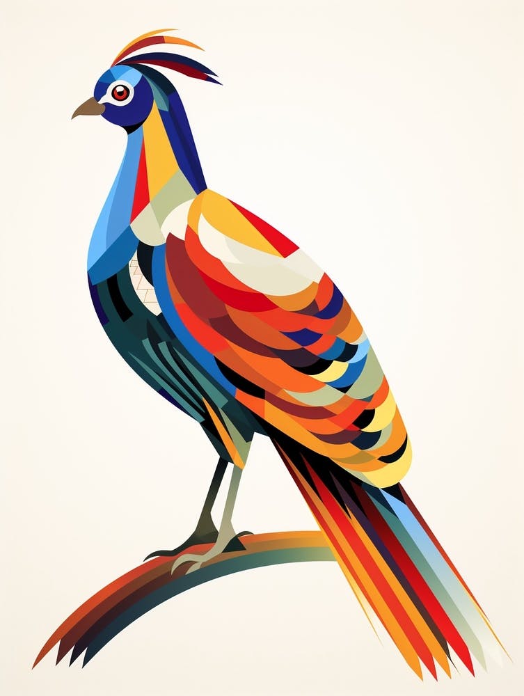 Colourful Geometric Bird Pheasant 1