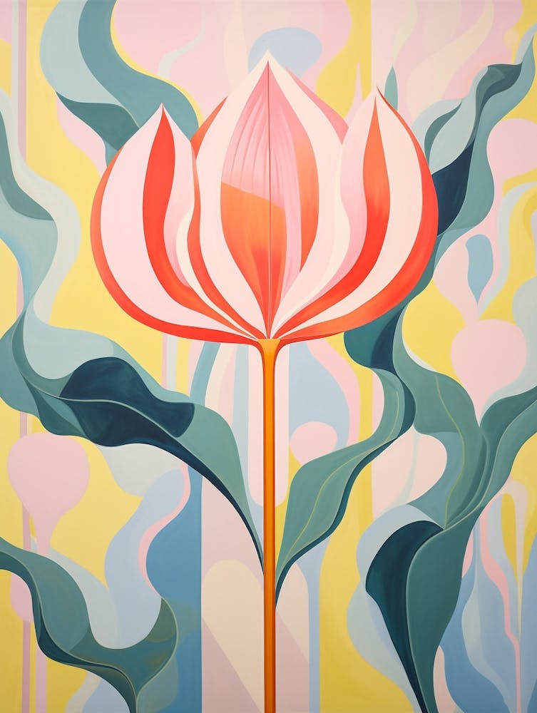Tulip 3 Hilma Af Klint Inspired Pastel Flower Painting