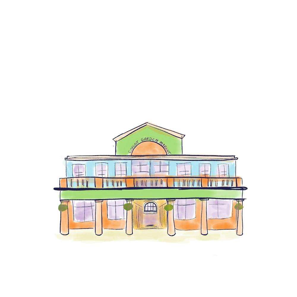 Covent Garden Market Building Illustration Square