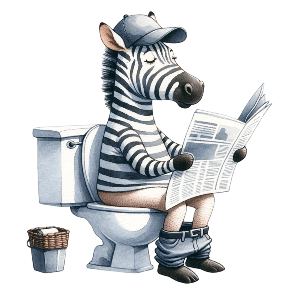 Zebra Reading Newspaper