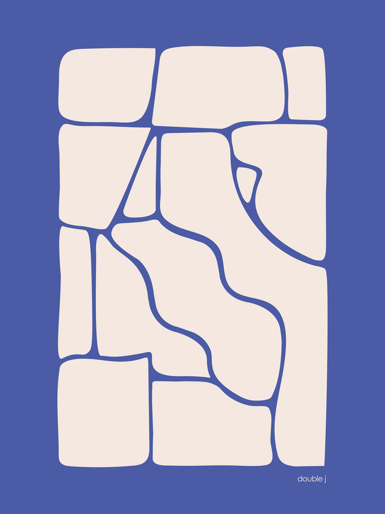 Solid Fluid Blue And Off White Abstract Minimalist