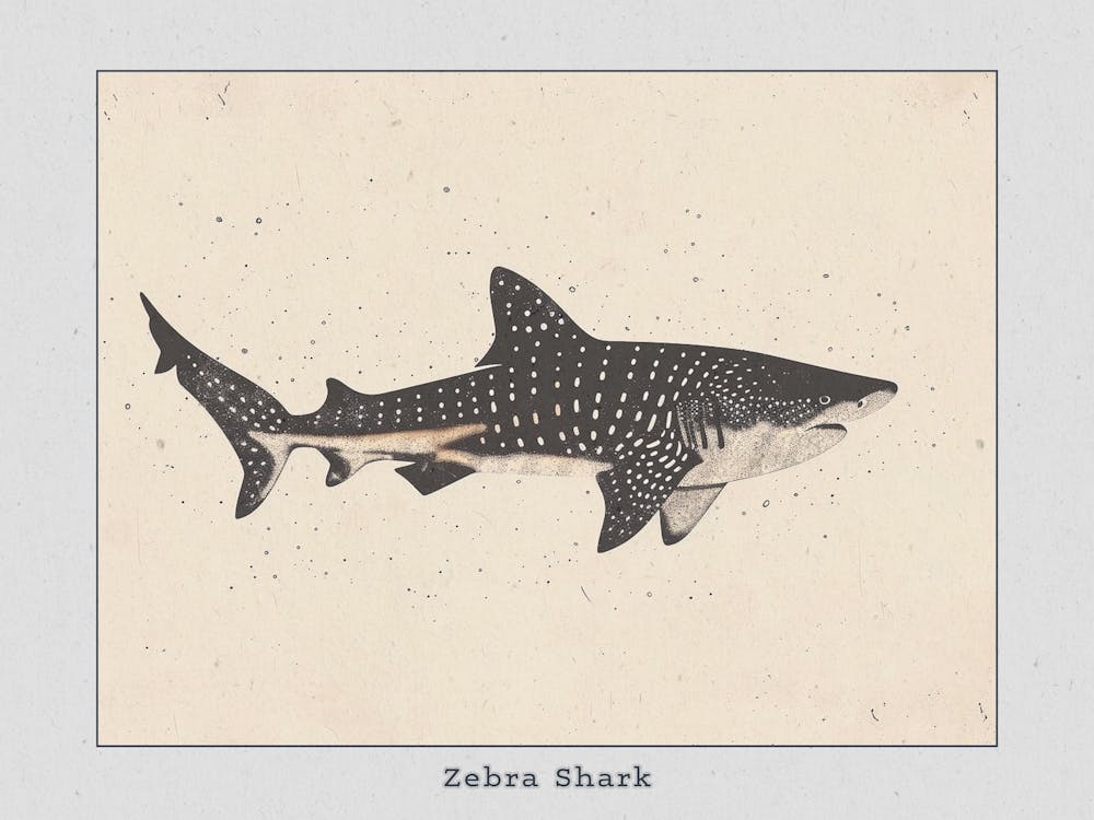 Zebra Shark Silhouette 3 Poster